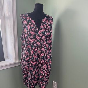 Lands' End Black and Pink Paisley Dress 1X